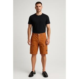 True Religion Mens Cargo Shorts 33 Orange Brown Utility Pockets Streetwear NWT‎